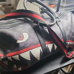 Sprayground Duffle Bag Stylish Black and Red Unisex Bag